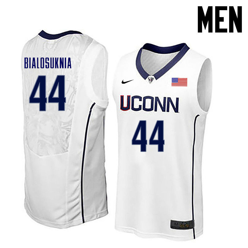 Men Uconn Huskies #44 Wes Bialosuknia College Basketball Jerseys-White
